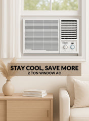 Kelon 2.0 Ton (24000 BTU) Window Air Conditioner – Rotary Compressor, High Ambient Cooling up to 52°C, Cool-Only Operation, Energy Efficient, Low Noise Performance, Durable All-Weather Build – KAW-24UPM3 White