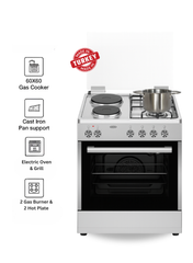 Venus 60x60 cm Stainless Steel Cooking Range | 2 Gas Burners + 2 Electric Hotplates | Electric Oven & Grill | Auto-Ignition | Made in Turkey