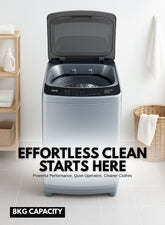 Kelon 8 kg Fully Automatic Top Loading Washing Machine – Powerful Wash Performance, Multiple Wash Programs, Energy And Water Efficient, Durable Drum, Low Noise Operation – KWT81DG Titanium Grey