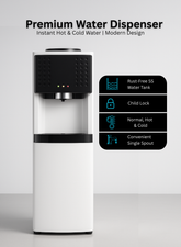 VENUS VWD5FS Top Load Water Dispenser | Touch-Free Sensor, Single Spout, Rust-Free Stainless Steel Tank, Anadon Compressor, White & Black Finish-One Year Warranty.