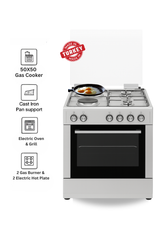 Venus 55x50 cm Stainless Steel Cooking Range | 4 Electric Hotplates | Electric Oven & Grill | Compact Space-Saving Design | Made in Turkey | Durable & Easy to Clean.