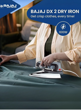 Bajaj DX 2 Dry Iron | Lightweight & Compact Dry Iron with Non-Stick Soleplate, Adjustable Temperature Control & Overheat Safety – 600 W 440210 Black