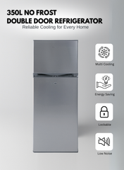 Venus 350L Double Door Refrigerator | No Frost, Stainless Steel Finish, Multi Cooling System, Tempered Glass Shelves, Eco-Friendly R600a-VG352CS