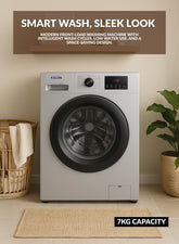 Kelon 7 kg Fully Automatic Front Load Washing Machine – 1200 RPM Spin Speed, Multiple Wash Programs, Energy And Water Efficient, Durable Stainless Steel Drum, Low Noise Operation – KWFVB7012MS Silver- One Year Warranty.