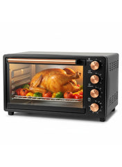AFRA 80L ELECTRIC OVEN TOASTER 2200W CONVECTION ROTISSERIE & OVEN LAMP, 4 KNOBS TRAY, RACK, HANDLE 80 L 2200 W AF-8022OTBK black