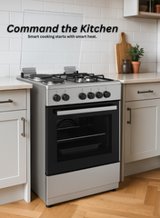 Venus 60x60 cm Stainless Steel Cooking Range | 2 Gas Burners + 2 Electric Hotplates | Electric Oven & Grill | Auto-Ignition | Made in Turkey