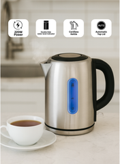 Venus 1.8L Stainless Steel Cordless Electric Kettle – Automatic Top Lid, One-Side Water Level Indicator, Auto Shut-Off, 220W Power – Durable & Safe Hot Water Kettle for Home & Office