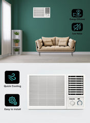 Kelon 2.0 Ton (24000 BTU) Window Air Conditioner – Rotary Compressor, High Ambient Cooling up to 52°C, Cool-Only Operation, Energy Efficient, Low Noise Performance, Durable All-Weather Build – KAW-24UPM3 White-One Year And five Years Compressor Warranty.