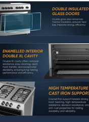 Venus 90x60 cm Stainless Steel Cooking Range | 5 Gas Burners with Triple Ring Burner | Full Gas Oven & Grill | Auto-Ignition | Durable Cast Iron Pan Supports | Family-Size Capacity – Model VC9060ESD