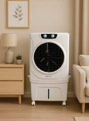 Bajaj Shield Series 70 Litres Air Cooler – Powerful Desert Cooler for Large Rooms, Honeycomb Cooling Pads, Turbo Fan Technology, Ice Chamber, Inverter Compatible, Low Power Consumption 480137 white