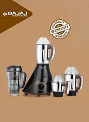 Bajaj Armor Series Quadramax Mixer Grinder, 4 Heavy-Duty Stainless Steel Jars, Hardened Blades, Overload Protection – 1000 W 410635 BLACK