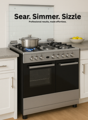 Venus 90x60 cm Stainless Steel Cooking Range | 4 Gas Burners + 2 Electric Hot Plates | Electric Oven & Grill | Auto-Ignition | Durable Cast Iron Pan Supports | Mechanical Timer| Model VC9642BCD