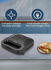 Bajaj SWX 6 2-Slice Sandwich Griller – Non-Stick Coated Plates, Buckle Clip Lock, Compact Upright Storage, Easy to Clean, Cool-Touch Body 800 W 270112 black