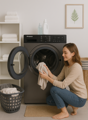 Venus 7KG Front Load Fully Automatic Washing Machine – Smart LED Display Panel, Hygienic Baby Care Wash Mode, 15-Minute Rapid Wash Program, 150° Wide Open Door, Energy & Water Efficient, Modern Silver Finish-One year Warranty.