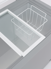 Venus Chest Freezer VCF250 – 250 Litres Gross Capacity, Heavy Duty Compressor, Glossy Silver Finish, R600a Eco-Friendly Refrigerant, Top Sliding Glass Door