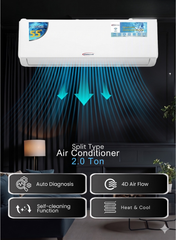 General Class 2 Ton Split Air Conditioner GC-24H1/S24 24000 BTU Cool & Heat | Rotary Compressor | R410 Refrigerant | 4M Pipe Included | Energy Efficient Split AC for Home & Office | Fast Cooling & Heating