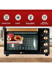 AFRA 45L electric oven toaster 1700W convection rotisseri & oven lamp, 4 knobs tray, rack, handle 45 L 1700 W AF-4517OTBK BLACK