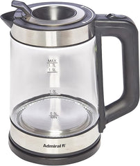 Admiral 1.7L Cordless Electric Kettle, 360 Degree Base Spin & Stainless Steel Heater, Boil Dry Protection Function, Heat Plate with LED Indicator Ring, 1 Year Warranty, ADKT170GSSH