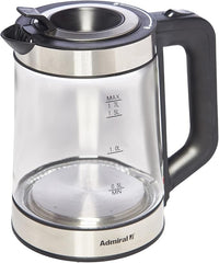 Admiral 1.7L Cordless Electric Kettle, 360 Degree Base Spin & Stainless Steel Heater, Boil Dry Protection Function, Heat Plate with LED Indicator Ring, 1 Year Warranty, ADKT170GSSH