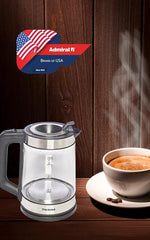 Admiral 1.7L Cordless Electric Kettle, 360 Degree Base Spin & Stainless Steel Heater, Boil Dry Protection Function, Heat Plate with LED Indicator Ring, 1 Year Warranty, ADKT170GSSH