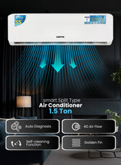 Geepas 1.5 Ton Split Type Air Conditioner| 18500 BTU Capacity LED Display, Auto Restart, Energy-Saving, Strong Airflow, Modern Design| GACS1825CUE