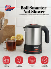 Admiral 0.5L Stainless Steel Heater, Manual Lid, Compact Design, 220-240V, 220W, 1-Year Warranty – Model ADKT170GSS1 (Silver)