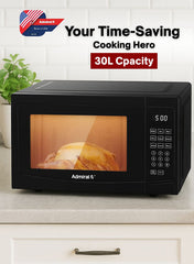 Admiral 30L Microwave Oven, 800W Power, Mechanical Control, Large Capacity, Compact Design – 1 Year Warranty – Black ADMW30WSWP