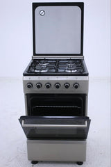 Gratus 50x50 cm Free-Standing Gas Cooker with 4 Euro Burners & Gas Oven – Enamel Pan Supports, Stainless Steel Finish – Model CR55KTSS1-one year warranty.