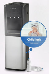 Gratus 3‑Tap Hot, Cold & Room‑Temp Water Dispenser — Floor‑Standing Top‑Load with Storage Cabinet, 1‑Year Full & 2‑Year Compressor Warranty | Model GWD701WFCW