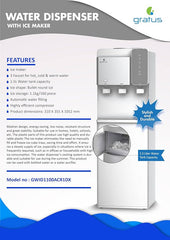 Gratus Ice Maker & 3‑Tap Water Dispenser (Hot, Cool & Cold) | 1 Year Unit + 2 Year Compressor Warranty | Model GWID1100ACR1DX
