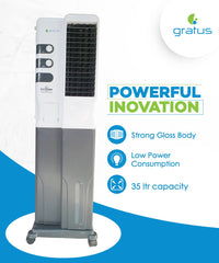 Gratus ICESTORM35DX – 35 L Evaporative Air Cooler with 4‑Way Air Deflection, Auto Louver, Water Level Indicator, Made in India