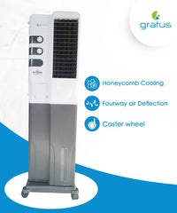 Gratus ICESTORM35DX – 35 L Evaporative Air Cooler with 4‑Way Air Deflection, Auto Louver, Water Level Indicator, Made in India