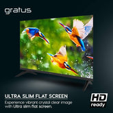 Gratus 32-Inch Edgeless HD Ready LED Smart TV – Android 12, Built-in DVB T2/S2 Receiver, 2 HDMI, 2 USB, High-Resolution Display, Superior Sound – Model LT32A23H