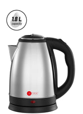 AFRA Japan Electric Kettle, 1500W, 1.8L, Strong Stainless Steel Body with 2 years warranty, ESMA, ROHS, and CB Certified, Silver/Black 1.8 L 1500 W AF-1815KTSS Silver/Black