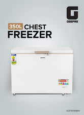 GEEPAS Chest Freezer, Freestanding Chest Freezer | 350L Deep Freezer with Adjustable Thermostat | 2pc Food Basket Included | LED Light | Comes with Lock & Key 350 L GCF3506WAH White