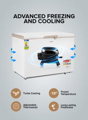 GEEPAS Chest Freezer, Freestanding Chest Freezer | 350L Deep Freezer with Adjustable Thermostat | 2pc Food Basket Included | LED Light | Comes with Lock & Key 350 L GCF3506WAH White