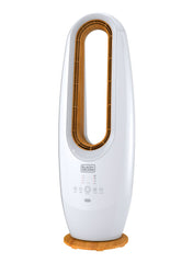 BLACK+DECKER 2 in 1 Bladeless Fan, 85cm, 70W Tropical Motor, Cool-White LED Lamp, Remote Control, 60° Wide Oscillation, Low Noise, Wooden Trim, Covers 40m², White - FBL85-B5