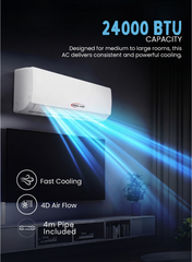 General Class 2 Ton Split Air Conditioner GC-24H1/S24 24000 BTU Cool & Heat | Rotary Compressor | R410 Refrigerant | 4M Pipe Included | Energy Efficient Split AC for Home & Office | Fast Cooling & Heating