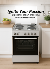 Venus 55x50 cm Stainless Steel Cooking Range | 4 Electric Hotplates | Electric Oven & Grill | Compact Space-Saving Design | Made in Turkey | Durable & Easy to Clean – Model VC5544ESD
