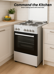 Venus 55x50 cm Stainless Steel Cooking Range | 4 Electric Hotplates | Electric Oven & Grill | Compact Space-Saving Design | Made in Turkey | Durable & Easy to Clean – Model VC5544ESD
