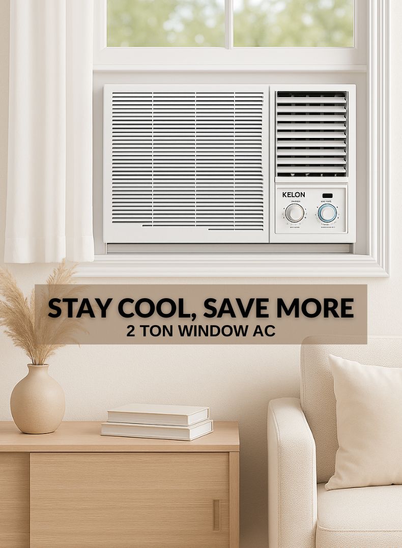 Kelon 2.0 Ton (24000 BTU) Window Air Conditioner – Rotary Compressor, High Ambient Cooling up to 52°C, Cool-Only Operation, Energy Efficient, Low Noise Performance, Durable All-Weather Build – KAW-24UPM3 White