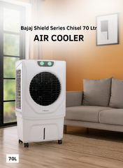 Bajaj Shield Series Chisel 50 Litres Personal Air Cooler – Powerful & Compact Cooler with Honeycomb Pads, Turbo Air Throw, Ice Chamber, Inverter Compatible, Energy Efficient Cooling for Homes & Offices 480138 WHITE