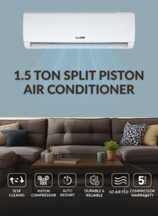Lloyd 1.5 Ton Non-Inverter Split Air Conditioner, Model GOS18P01WACR10 – 18,000 BTU High-Performance Cooling, Durable Piston Compressor with 5-Year Warranty, T3 Eco-Friendly R-410A Refrigerant, Auto-Restart, Four-Way Air Swing, Sleek White Design