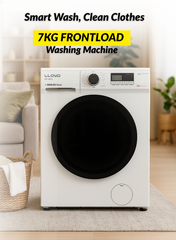 Lloyd 7 Kg Front Load Washing Machine, Model GLWF703POGWT04 – Energy-Efficient Inverter Motor, 1200 RPM Spin Speed, Multiple Wash Programs, LED Display, Child Lock, Quick Wash, White Finish – Ideal for Medium-Sized Households