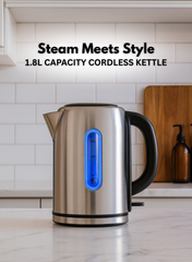 Venus 1.8L Stainless Steel Cordless Electric Kettle – Automatic Top Lid, One-Side Water Level Indicator, Auto Shut-Off, 220W Power – Durable & Safe Hot Water Kettle for Home & Office