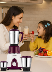 Bajaj Ninja Series Elegance Mixer Grinder, 3 Stainless Steel Jars, Multi-Functional Blades, Overload Protection – Finish, 500 W 410568 purple