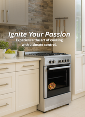 Venus 55x50 cm Stainless Steel Cooking Range | 4 Gas Burners with Auto-Ignition | Gas Oven & Grill with Double Layer Insulation | Chrome Finish Knobs | Made in Turkey – Model VC5540GSX