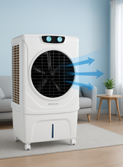 Bajaj Shield Series 70 Litres Air Cooler – Powerful Desert Cooler for Large Rooms, Honeycomb Cooling Pads, Turbo Fan Technology, Ice Chamber, Inverter Compatible, Low Power Consumption 480137 white