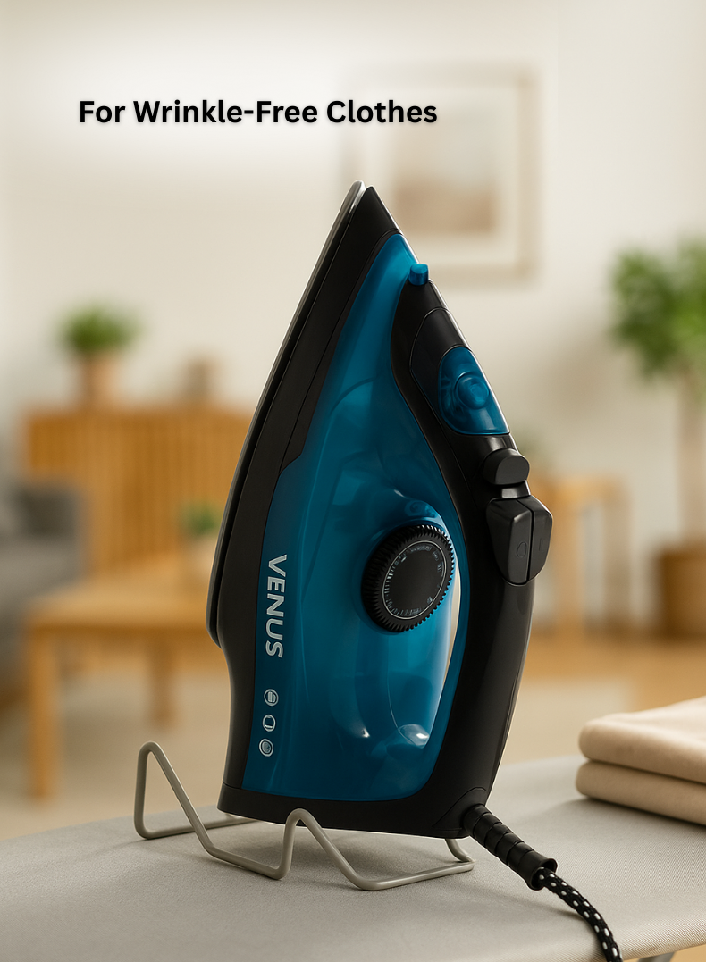 Venus Steam Iron VSI 21 BB – Powerful 2400W Steam Iron with Thick Ceramic Plate, Adjustable Spray & Steam, Anti-Drip System, Self-Cleaning Function, Large 380 ml Water Tank – Smooth & Efficient Ironing-One year Warranty.