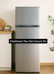 Venus 250L Double Door Refrigerator | No Frost, Stainless Steel Finish, Multi Cooling System, Tempered Glass Shelves, R600a Eco-Friendly Gas